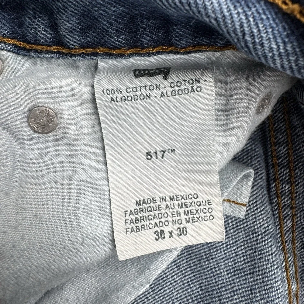 Levi's 517 Boot Cut Jeans‎ Medium Wash Men's Sz 36x30 Cowboy Workwear Whiskered
